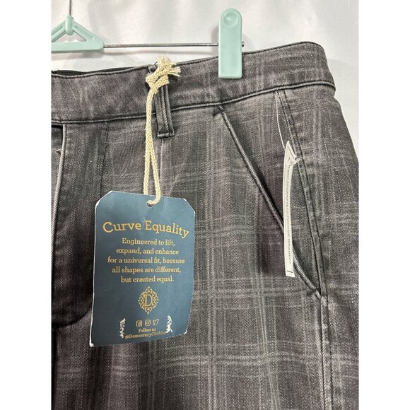 Democracy Womens Ab Solution Skyrise Wide Leg Jeans Size 14 Gray Plaid New - Picture 8 of 10